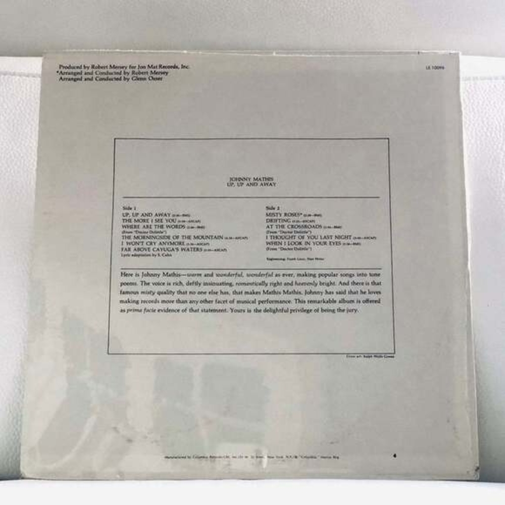LP Johnny Mathis - Up, Up And Away Vinyl Record - Picture 2 of 2